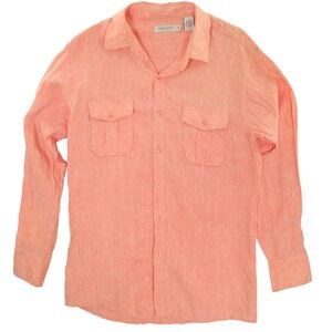 Mojito‎ Button Up Shirt Breathable Lightweight Linen Peach Men M